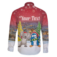 Personalised Christmas In July Family Matching Long Sleeve Bodycon Dress and Hawaiian Shirt Funny Dabbing Dance Koala And Blue Penguins LT05 - Polynesian Pride