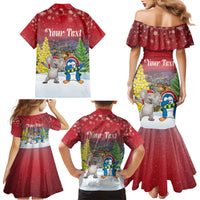 Personalised Christmas In July Family Matching Mermaid Dress and Hawaiian Shirt Funny Dabbing Dance Koala And Blue Penguins LT05 - Polynesian Pride