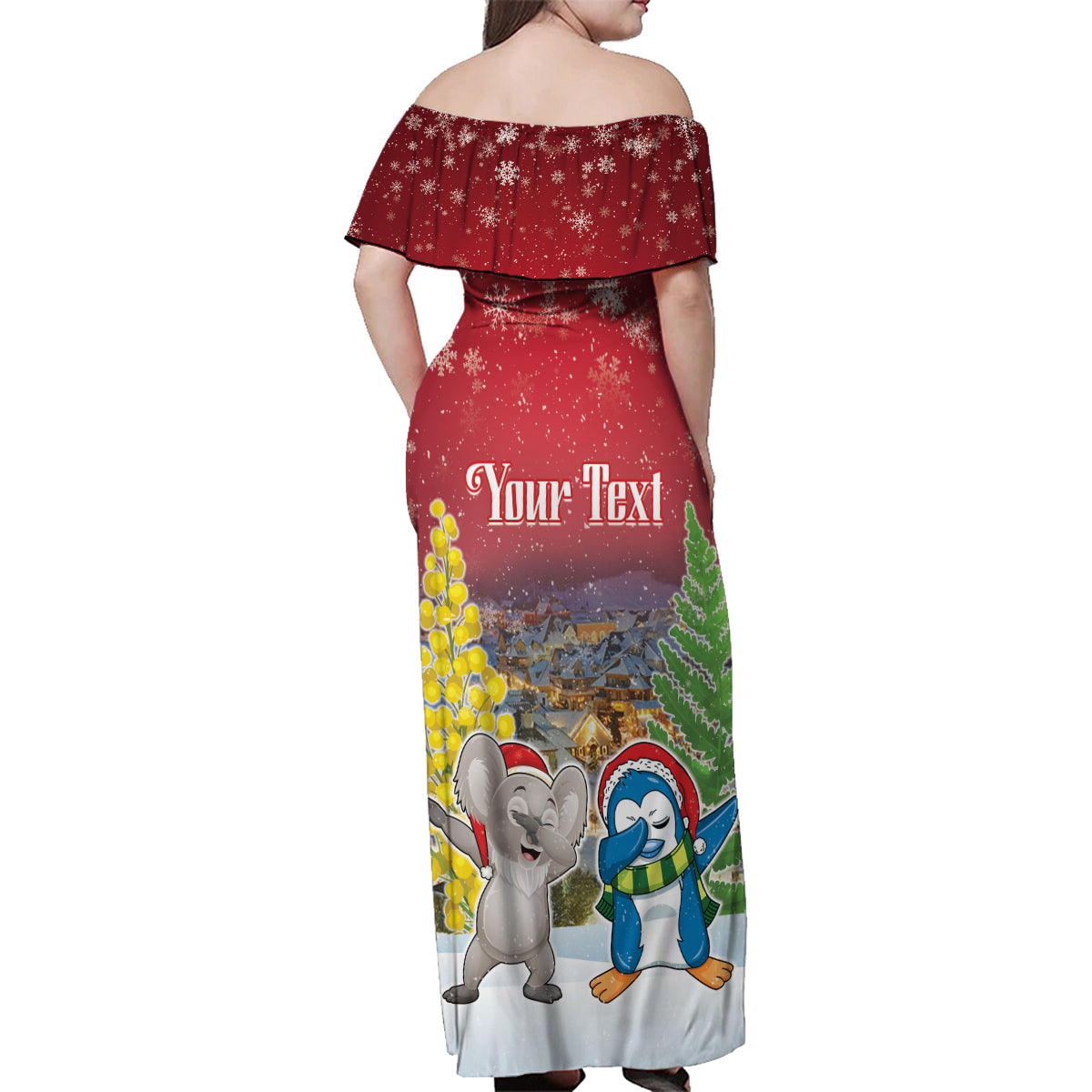 Personalised Christmas In July Family Matching Off Shoulder Maxi Dress and Hawaiian Shirt Funny Dabbing Dance Koala And Blue Penguins LT05 - Polynesian Pride