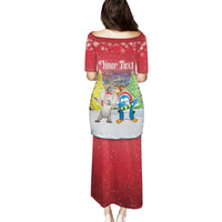 Personalised Christmas In July Family Matching Puletasi and Hawaiian Shirt Funny Dabbing Dance Koala And Blue Penguins LT05 - Polynesian Pride