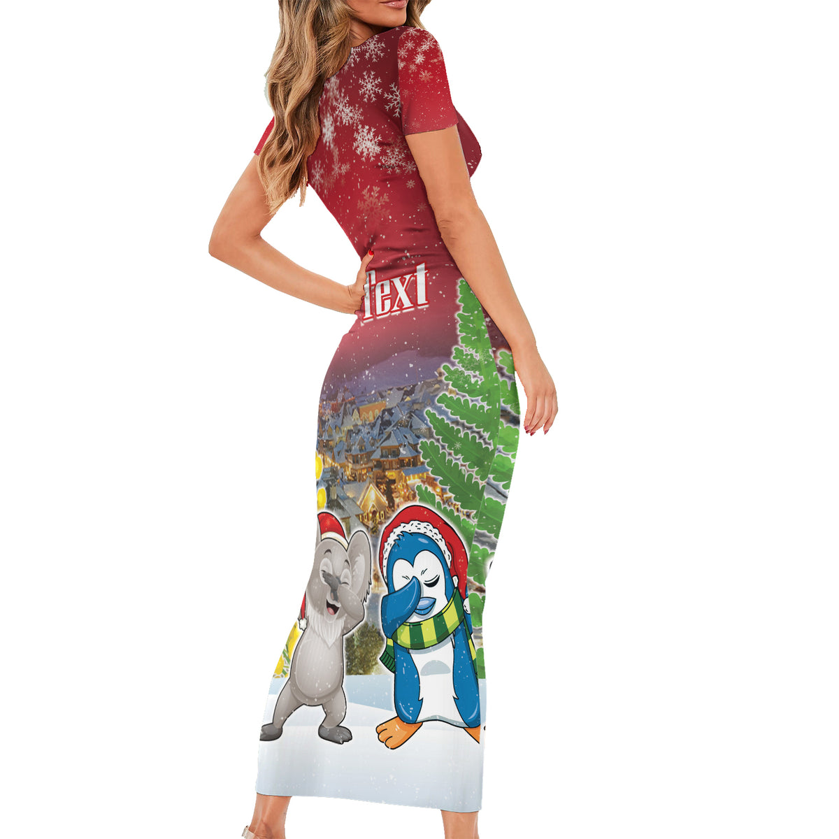 Personalised Christmas In July Family Matching Short Sleeve Bodycon Dress and Hawaiian Shirt Funny Dabbing Dance Koala And Blue Penguins LT05 - Polynesian Pride