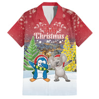 Personalised Christmas In July Family Matching Summer Maxi Dress and Hawaiian Shirt Funny Dabbing Dance Koala And Blue Penguins LT05 Dad's Shirt - Short Sleeve Red - Polynesian Pride