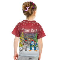 Personalised Christmas In July Kid T Shirt Funny Dabbing Dance Koala And Blue Penguins