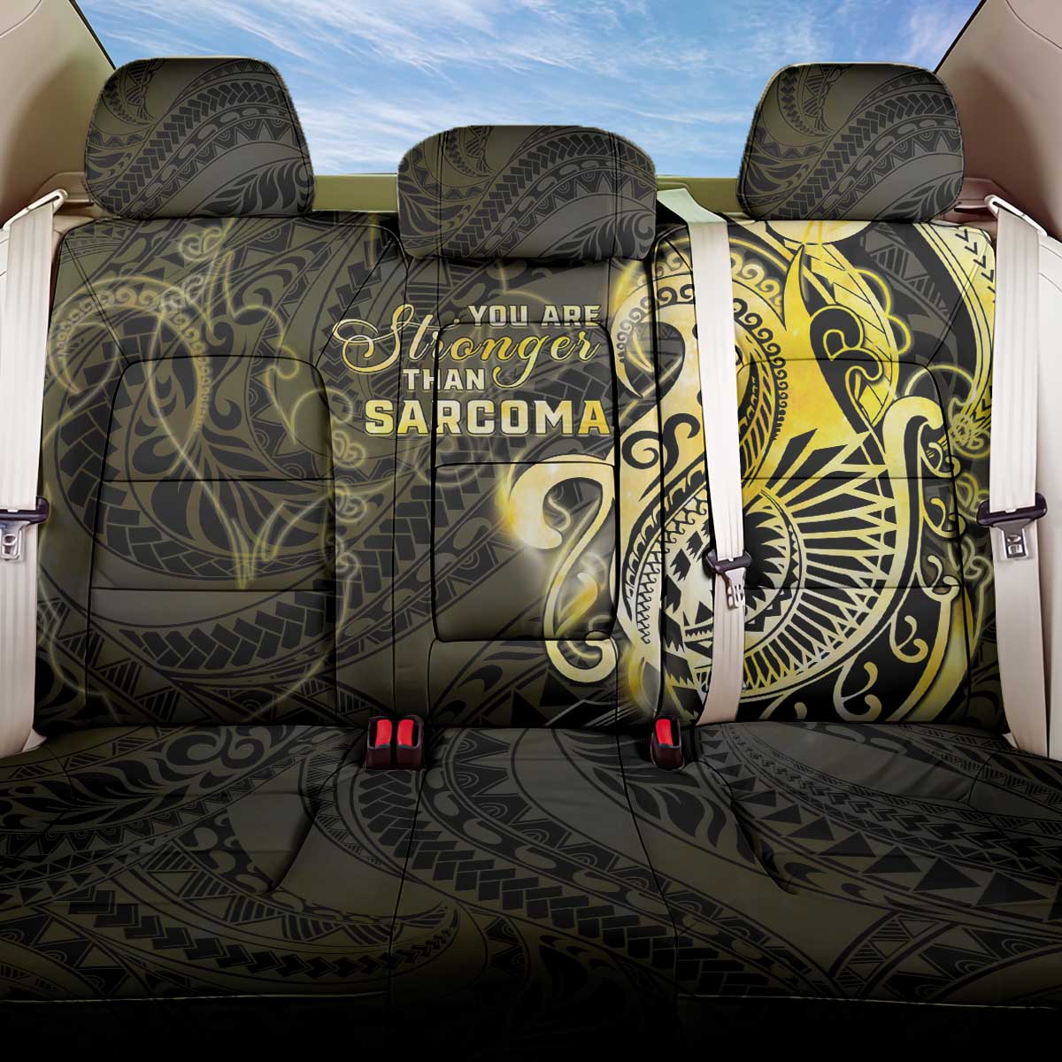 Sarcoma Awareness Back Car Seat Cover You Are Stronger Than Sarcoma LT05 One Size Yellow - Polynesian Pride