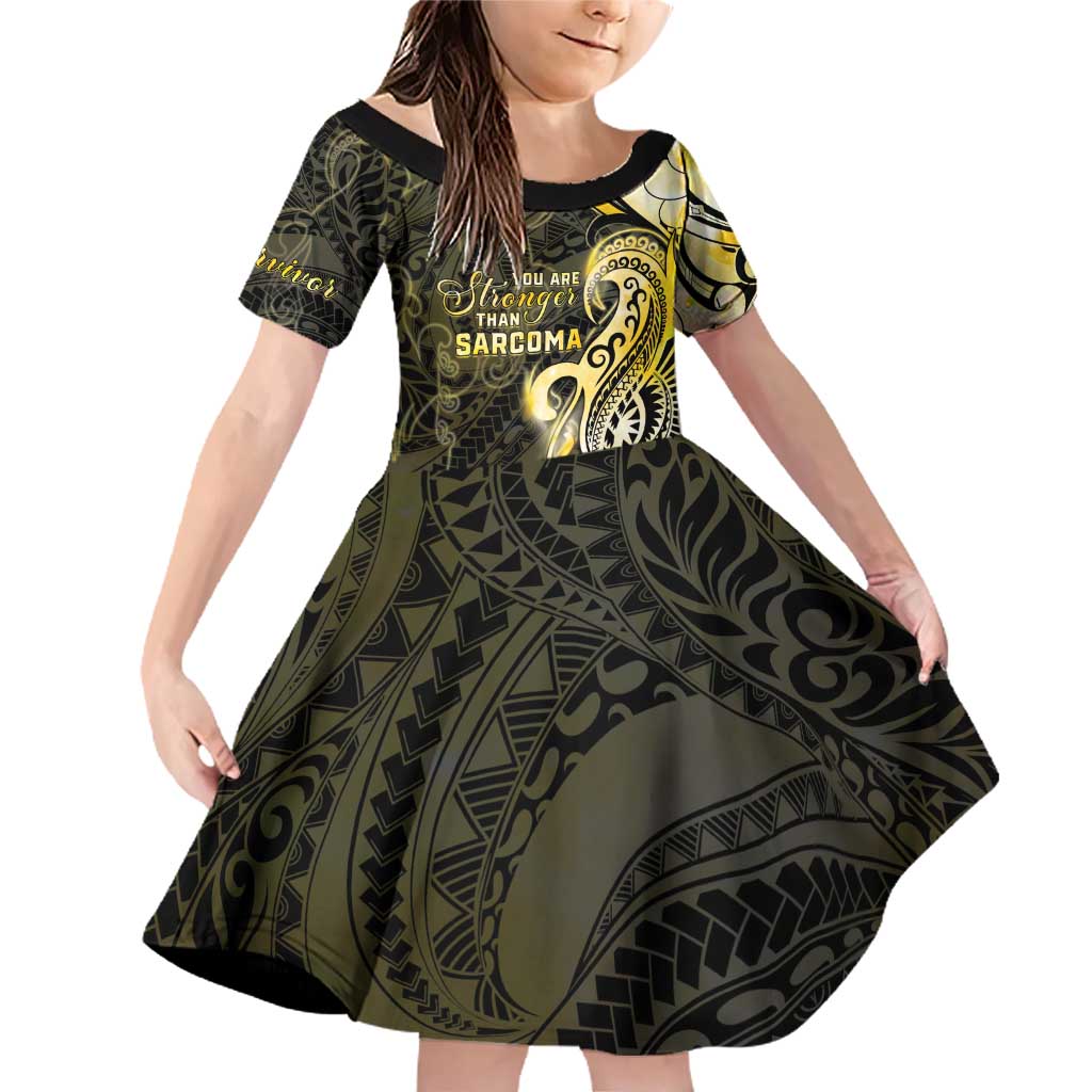 Sarcoma Awareness Family Matching Off Shoulder Short Dress and Hawaiian Shirt You Are Stronger Than Sarcoma