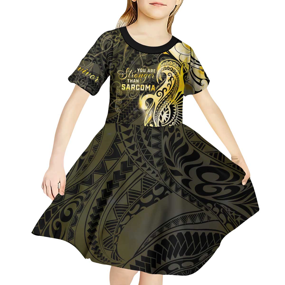 Sarcoma Awareness Kid Short Sleeve Dress You Are Stronger Than Sarcoma