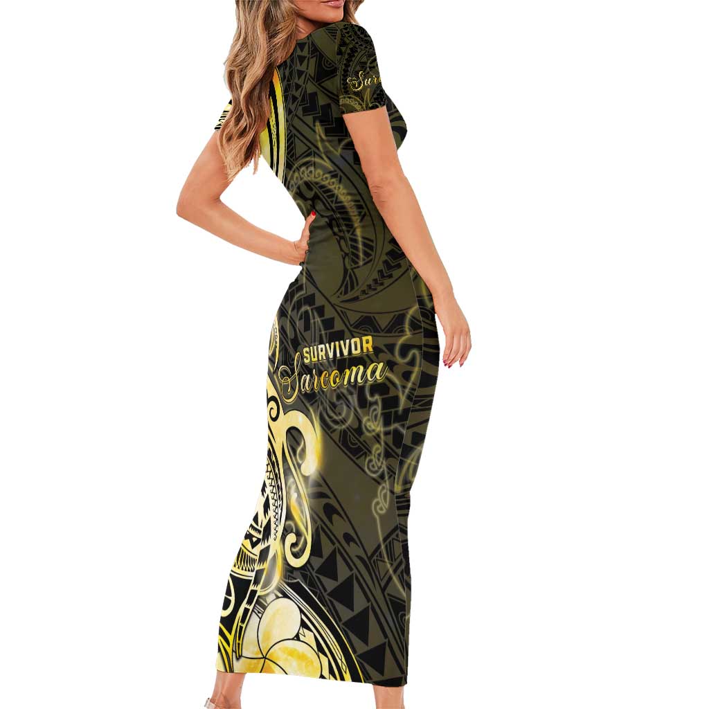 Sarcoma Awareness Short Sleeve Bodycon Dress You Are Stronger Than Sarcoma