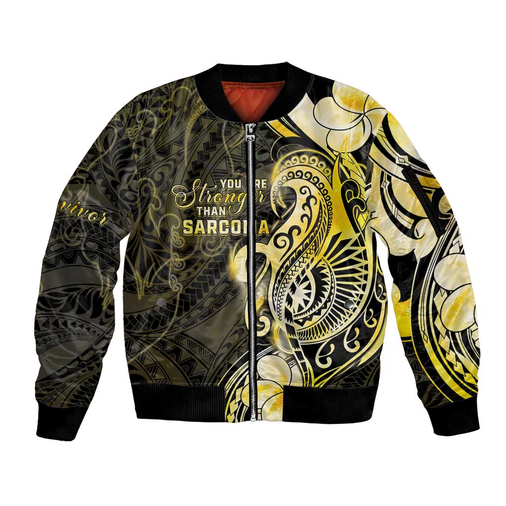 Sarcoma Awareness Sleeve Zip Bomber Jacket You Are Stronger Than Sarcoma LT05 Unisex Yellow - Polynesian Pride