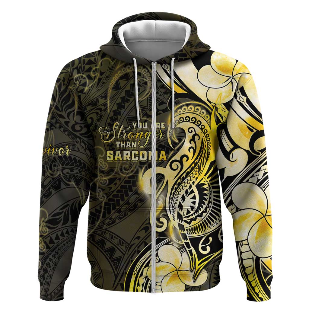 Sarcoma Awareness Zip Hoodie You Are Stronger Than Sarcoma LT05 Zip Hoodie Yellow - Polynesian Pride