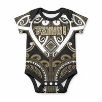 Custom Aotearoa Waikato Tainui Baby Onesie Maori Tribal Pattern LT05 Dark Yellow - Polynesian Pride