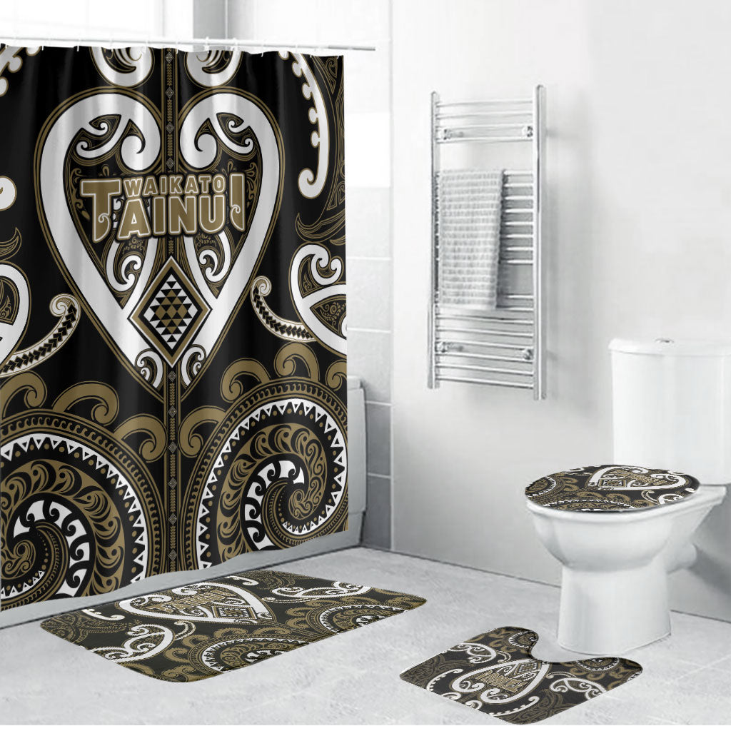 Aotearoa Waikato Tainui Bathroom Set Maori Tribal Pattern LT05 Bathroom Set (4 pcs) Dark Yellow - Polynesian Pride