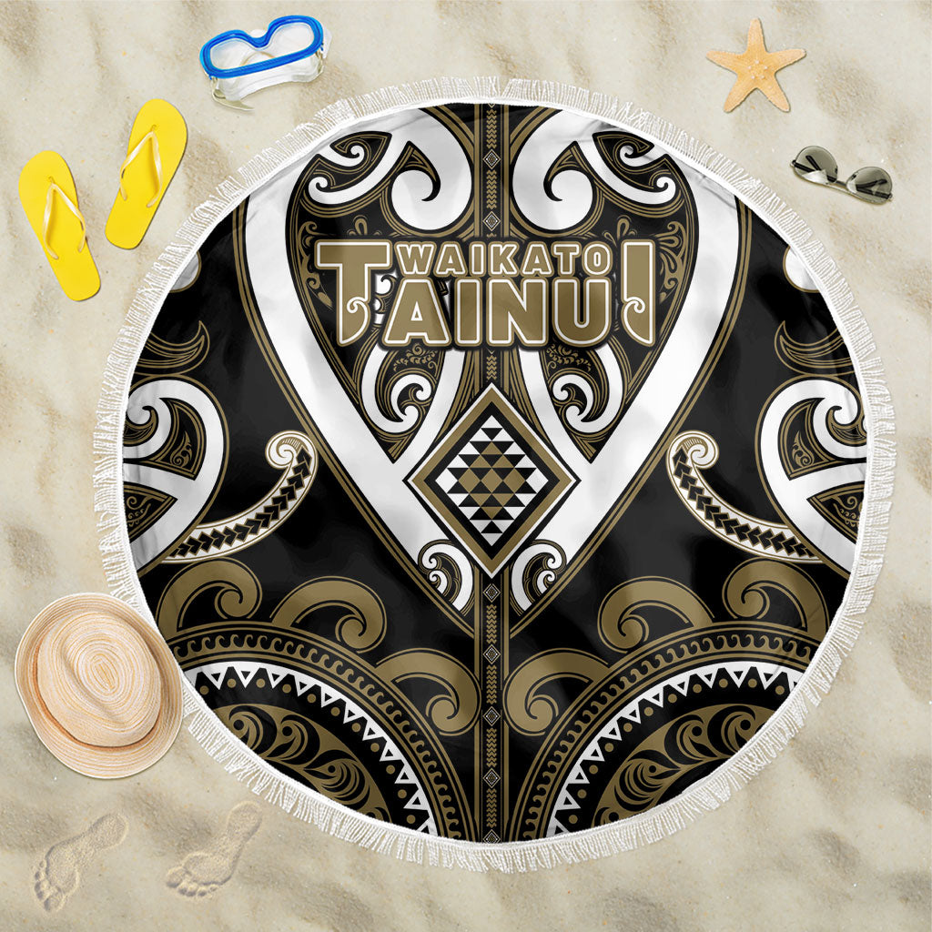 Aotearoa Waikato Tainui Beach Blanket Maori Tribal Pattern LT05 One Size 150cm Dark Yellow - Polynesian Pride