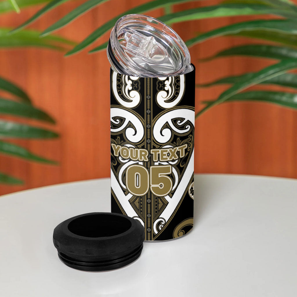 Custom Aotearoa Waikato Tainui 4 in 1 Can Cooler Tumbler Maori Tribal Pattern