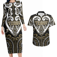 Custom Aotearoa Waikato Tainui Couples Matching Long Sleeve Bodycon Dress and Hawaiian Shirt Maori Tribal Pattern