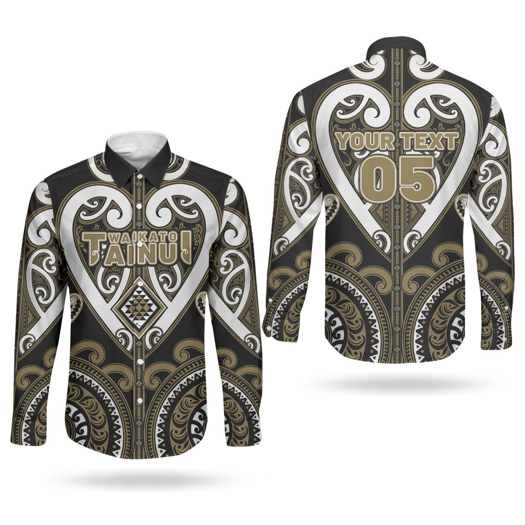 Custom Aotearoa Waikato Tainui Couples Matching Off Shoulder Maxi Dress and Long Sleeve Button Shirt Maori Tribal Pattern