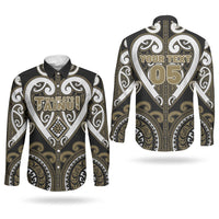Custom Aotearoa Waikato Tainui Couples Matching Puletasi and Long Sleeve Button Shirt Maori Tribal Pattern