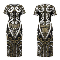 Custom Aotearoa Waikato Tainui Family Matching Short Sleeve Bodycon Dress and Hawaiian Shirt Maori Tribal Pattern