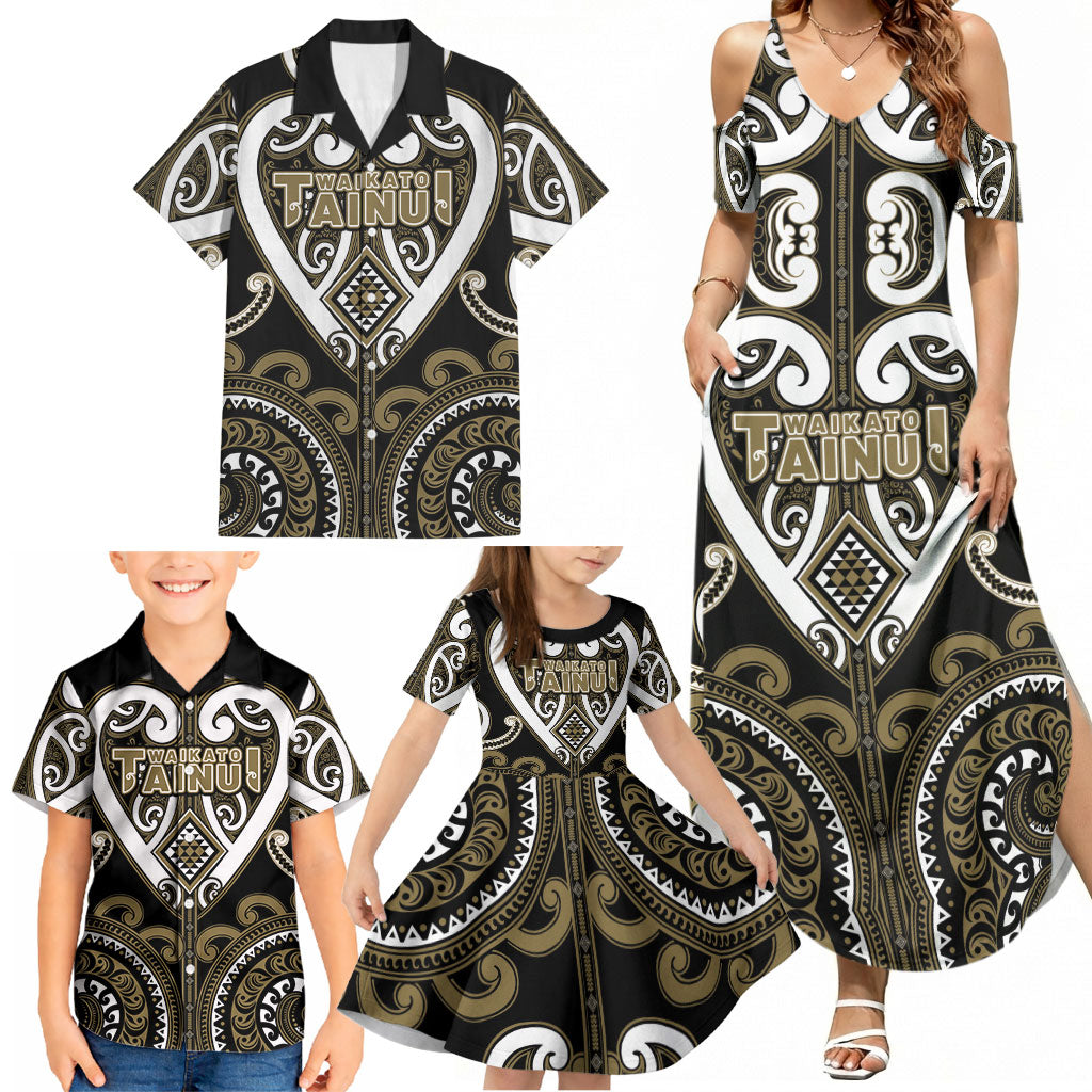 Custom Aotearoa Waikato Tainui Family Matching Summer Maxi Dress and Hawaiian Shirt Maori Tribal Pattern LT05 - Polynesian Pride