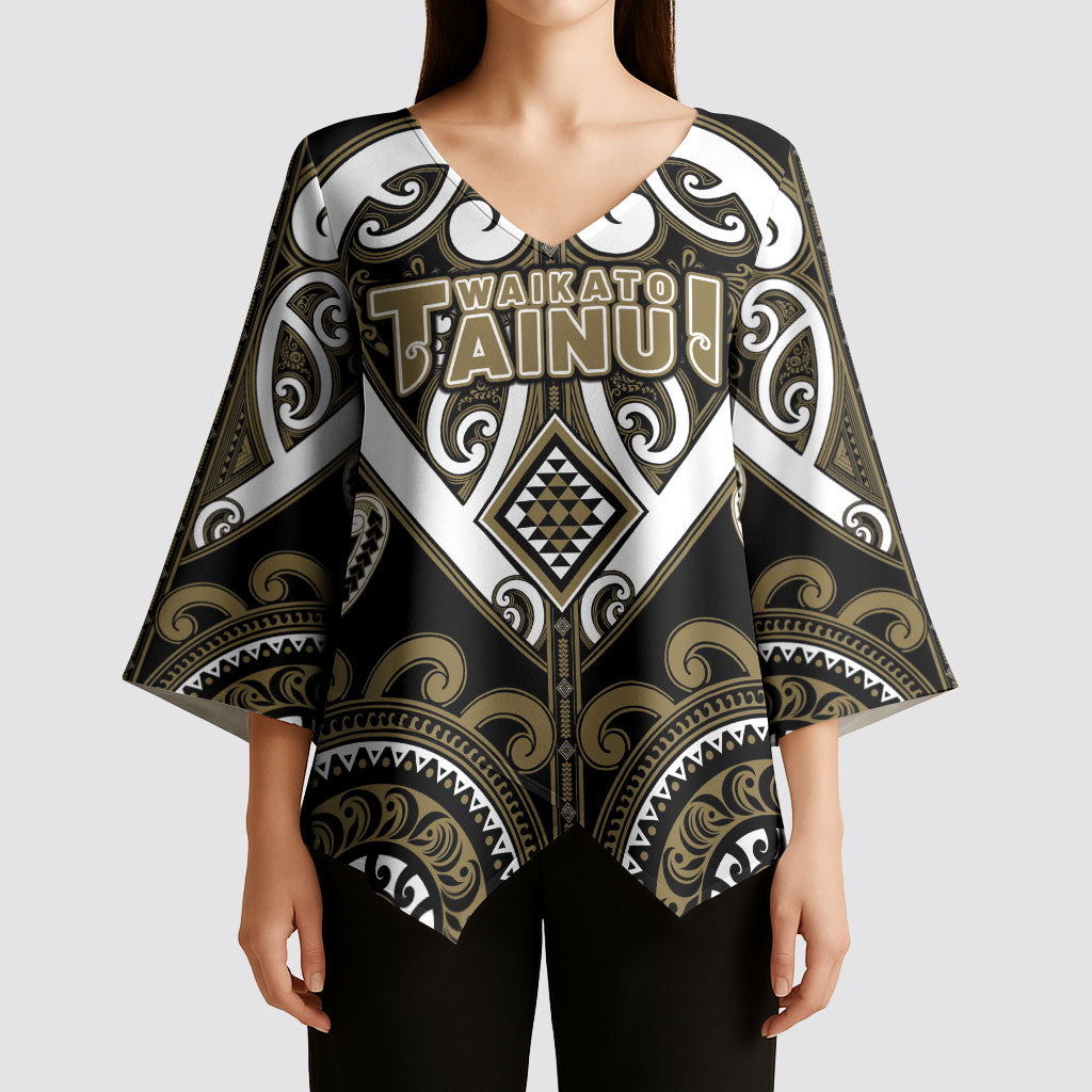 Custom Aotearoa Waikato Tainui Kimono Sleeve Blouse Maori Tribal Pattern