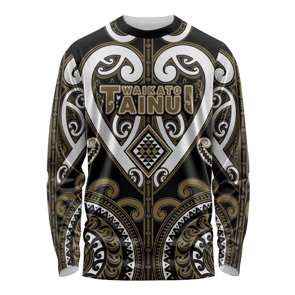 Custom Aotearoa Waikato Tainui Long Sleeve Shirt Maori Tribal Pattern