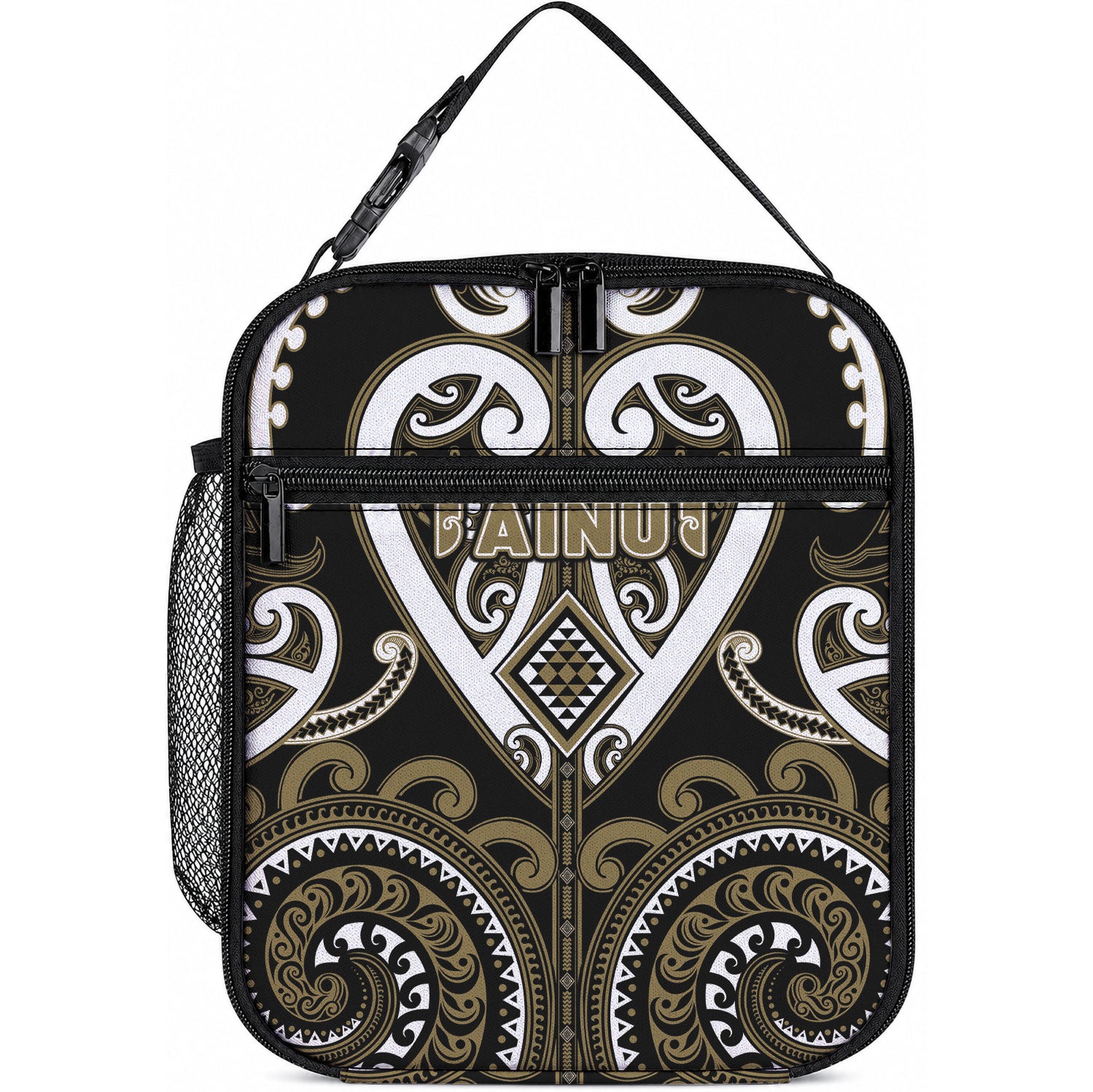Aotearoa Waikato Tainui Lunch Bag Maori Tribal Pattern LT05 10.2 × 8.3 × 4.3 inch Dark Yellow - Polynesian Pride