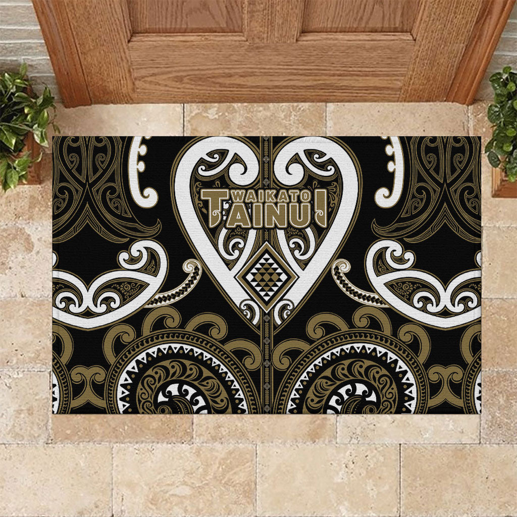 Aotearoa Waikato Tainui Rubber Doormat Maori Tribal Pattern LT05 Dark Yellow - Polynesian Pride