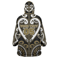 Custom Aotearoa Waikato Tainui Wearable Blanket Hoodie Maori Tribal Pattern