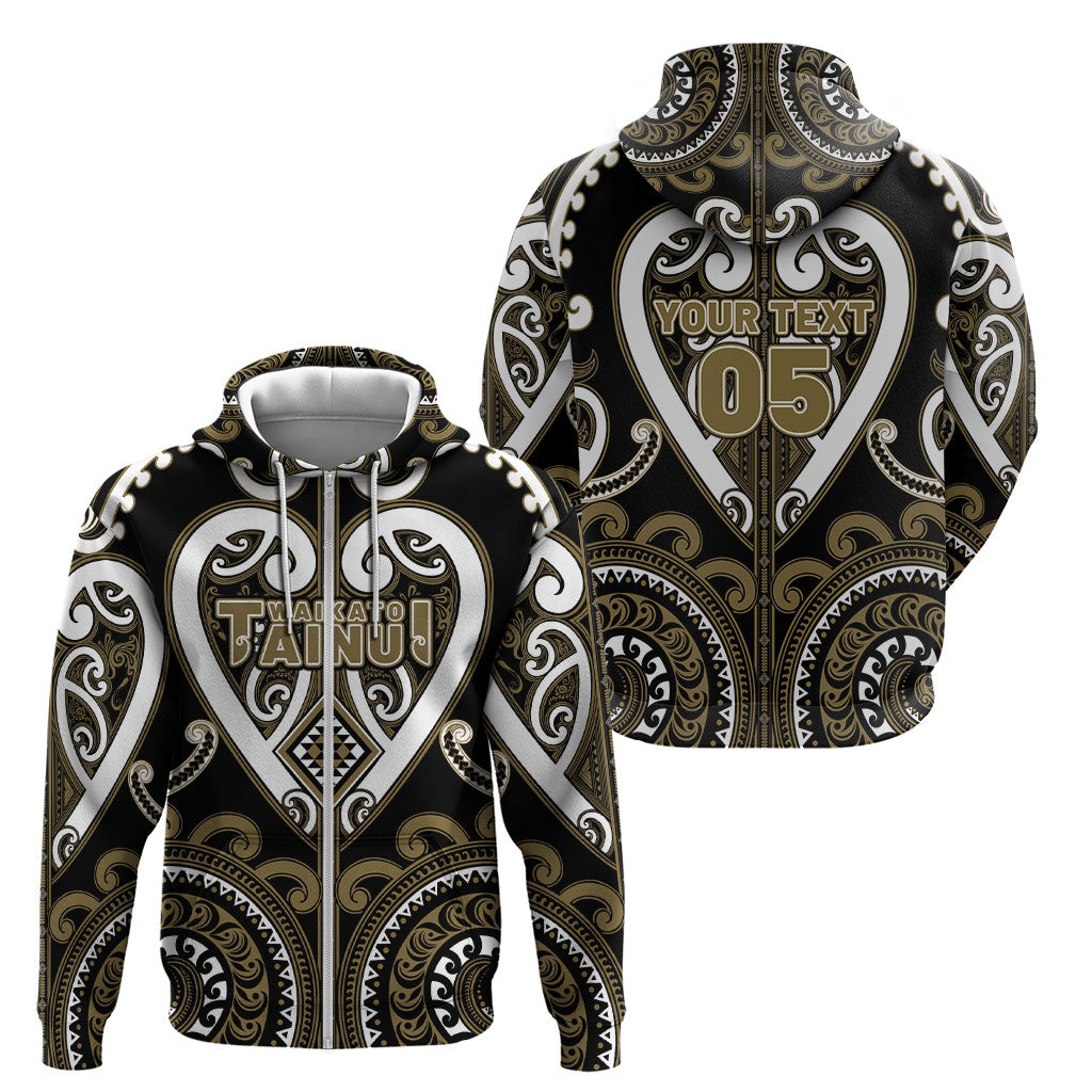Custom Aotearoa Waikato Tainui Zip Hoodie Maori Tribal Pattern