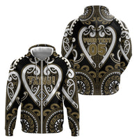 Custom Aotearoa Waikato Tainui Zip Hoodie Maori Tribal Pattern