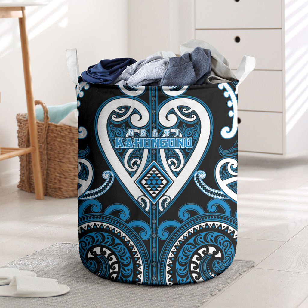 Aotearoa Ngati Kahungunu Laundry Basket Maori Tribal Pattern LT05 Blue - Polynesian Pride