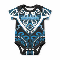 Custom Aotearoa Ngati Kahungunu Baby Onesie Maori Tribal Pattern LT05 Blue - Polynesian Pride