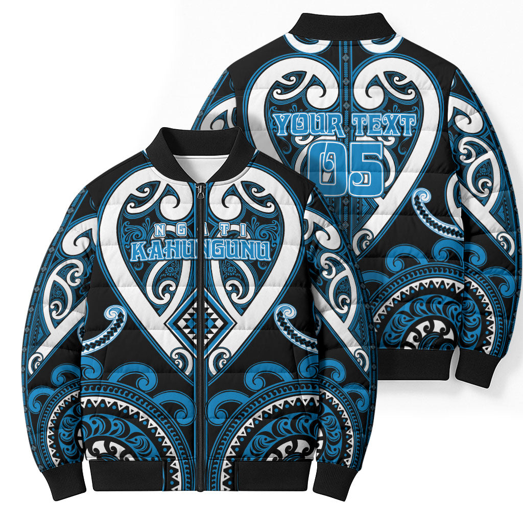 Custom Aotearoa Ngati Kahungunu Bomber Puffer Jacket Maori Tribal Pattern