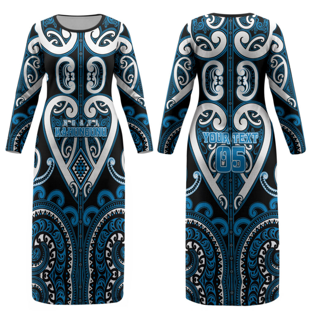 Custom Aotearoa Ngati Kahungunu Couples Matching Long Sleeve Bodycon Dress and Long Sleeve Button Shirt Maori Tribal Pattern