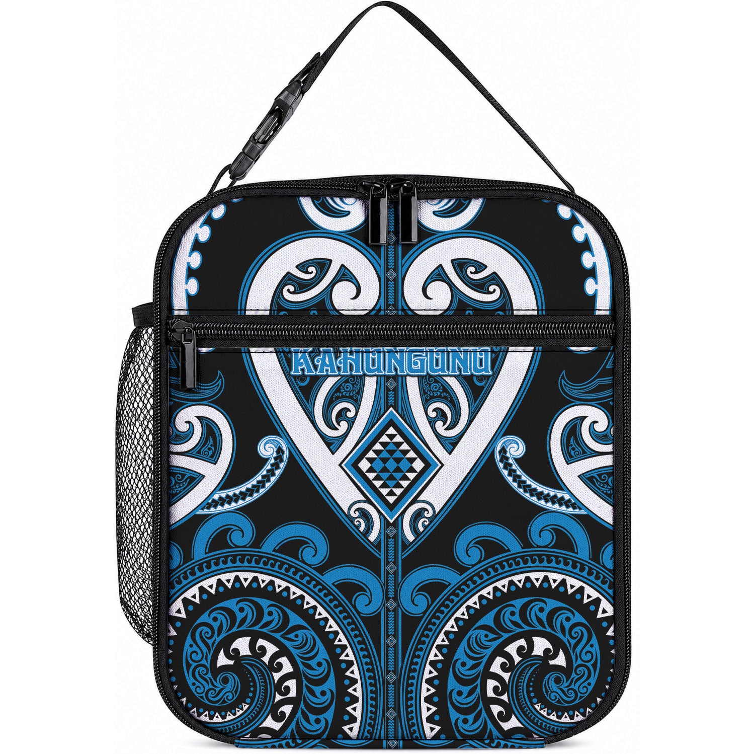 Aotearoa Ngati Kahungunu Lunch Bag Maori Tribal Pattern LT05 10.2 × 8.3 × 4.3 inch Blue - Polynesian Pride