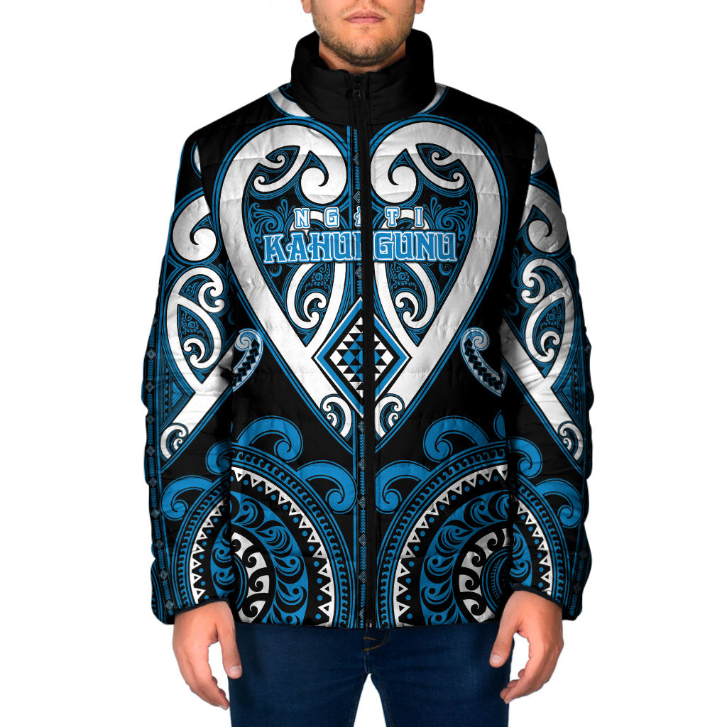 Custom Aotearoa Ngati Kahungunu Padded Jacket Maori Tribal Pattern LT05 Men Blue - Polynesian Pride