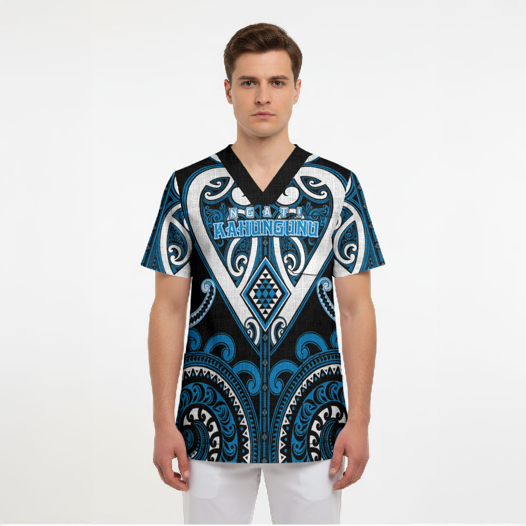 Custom Aotearoa Ngati Kahungunu Scrub Top Maori Tribal Pattern