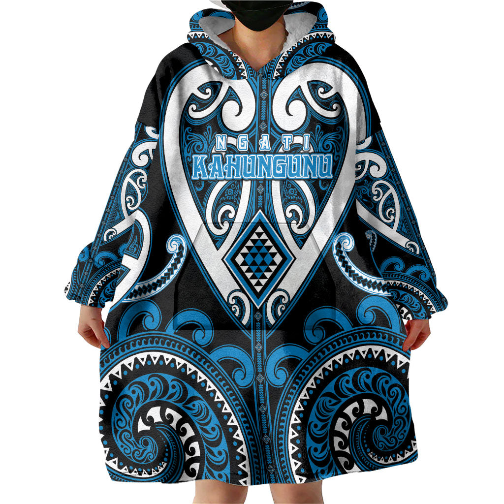 Custom Aotearoa Ngati Kahungunu Wearable Blanket Hoodie Maori Tribal Pattern