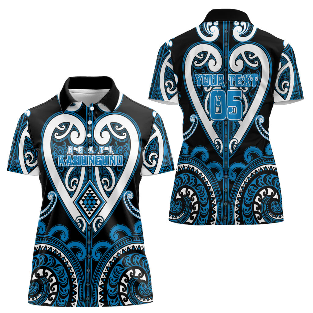 Custom Aotearoa Ngati Kahungunu Women Polo Shirt Maori Tribal Pattern