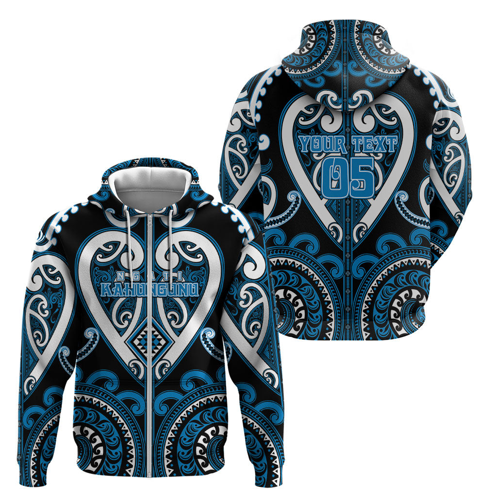 Custom Aotearoa Ngati Kahungunu Zip Hoodie Maori Tribal Pattern