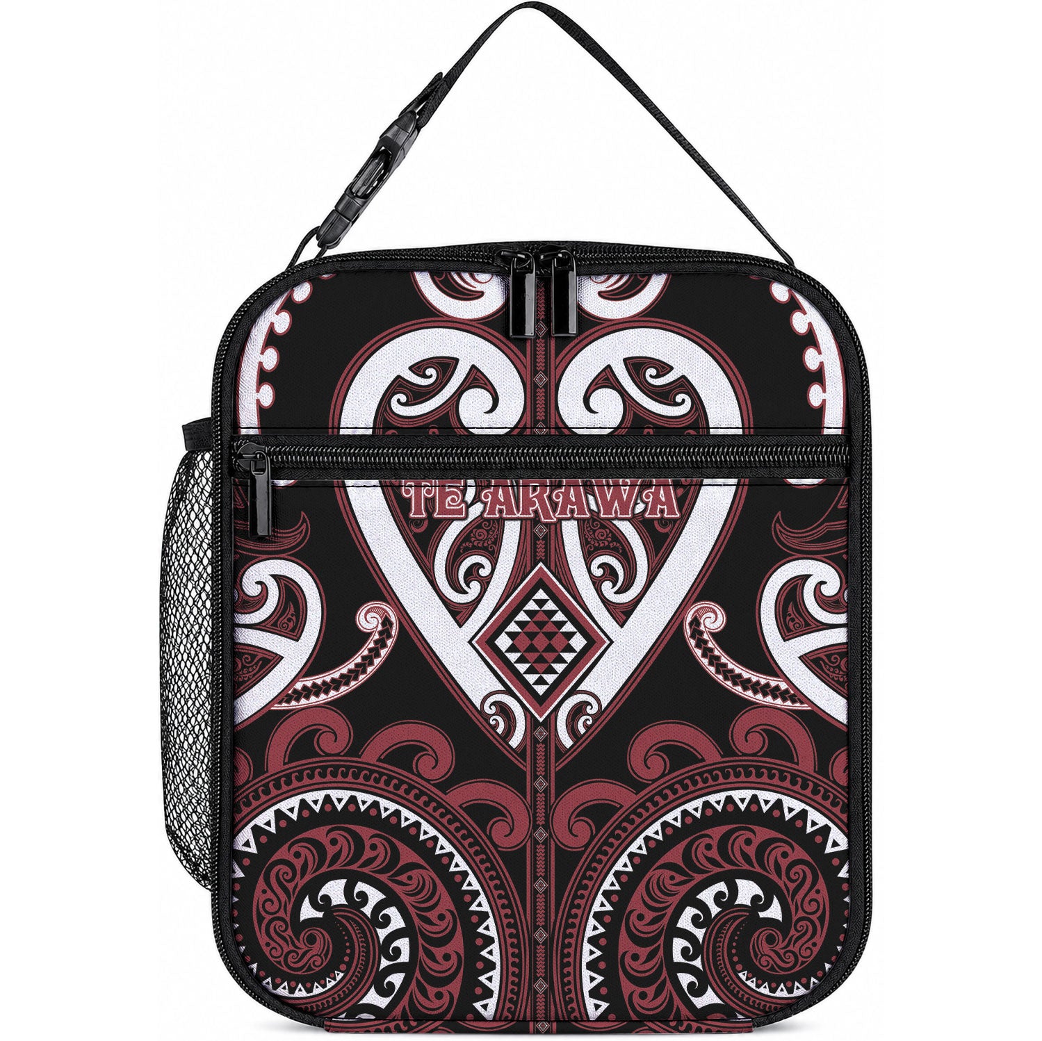 Aotearoa Te Arawa Lunch Bag Maori Tribal Pattern LT05 10.2 × 8.3 × 4.3 inch Red - Polynesian Pride