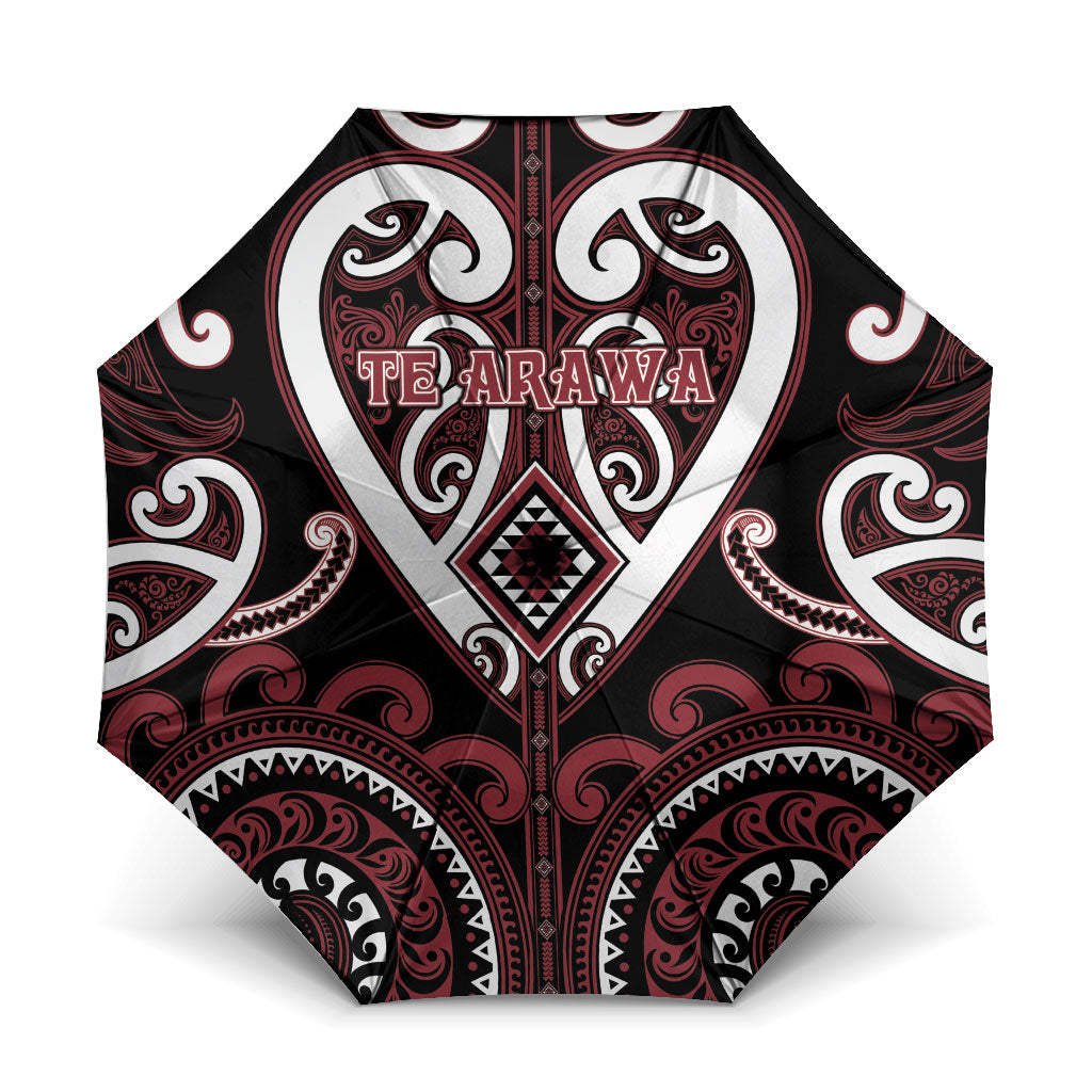 Aotearoa Te Arawa Umbrella Maori Tribal Pattern LT05 One Size Folded 11.42 inch Opened Diameter 37.4 inch Red - Polynesian Pride