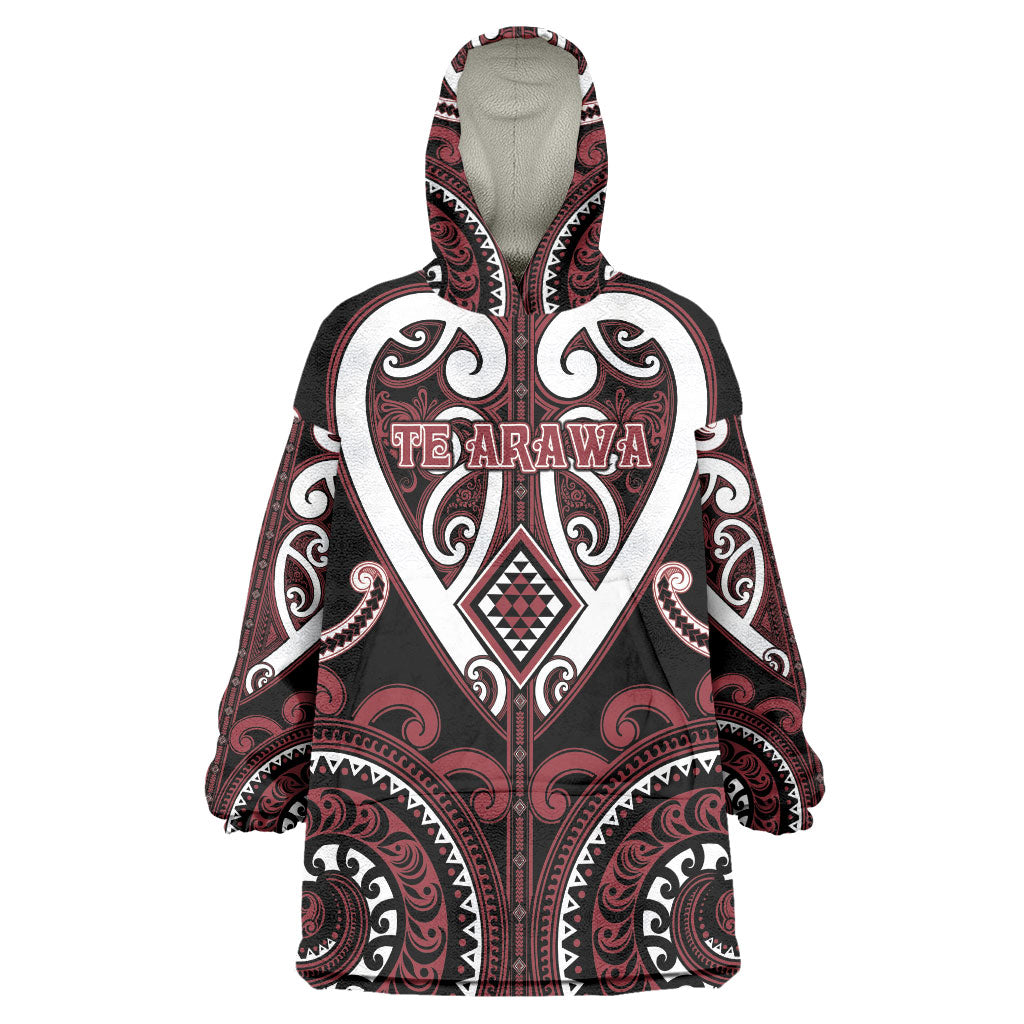 Custom Aotearoa Te Arawa Wearable Blanket Hoodie Maori Tribal Pattern
