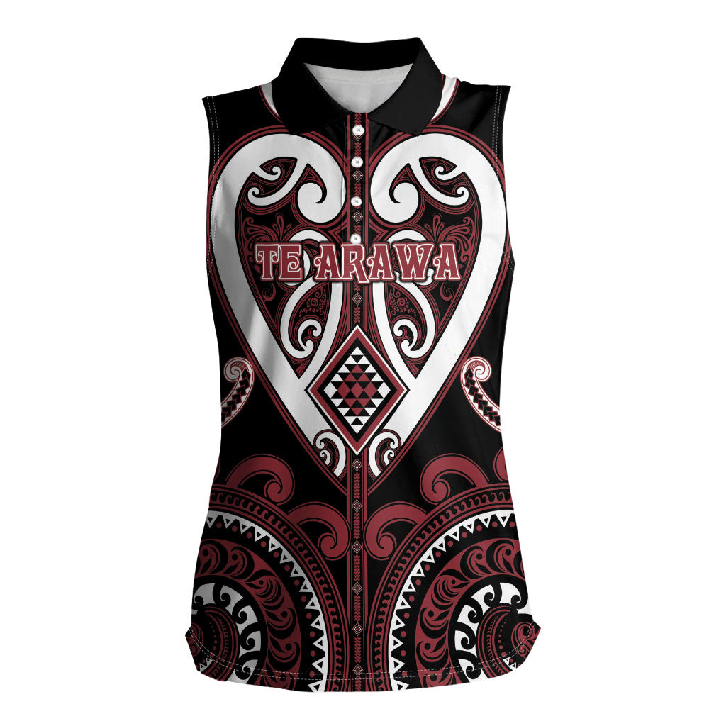 Custom Aotearoa Te Arawa Women Sleeveless Polo Shirt Maori Tribal Pattern
