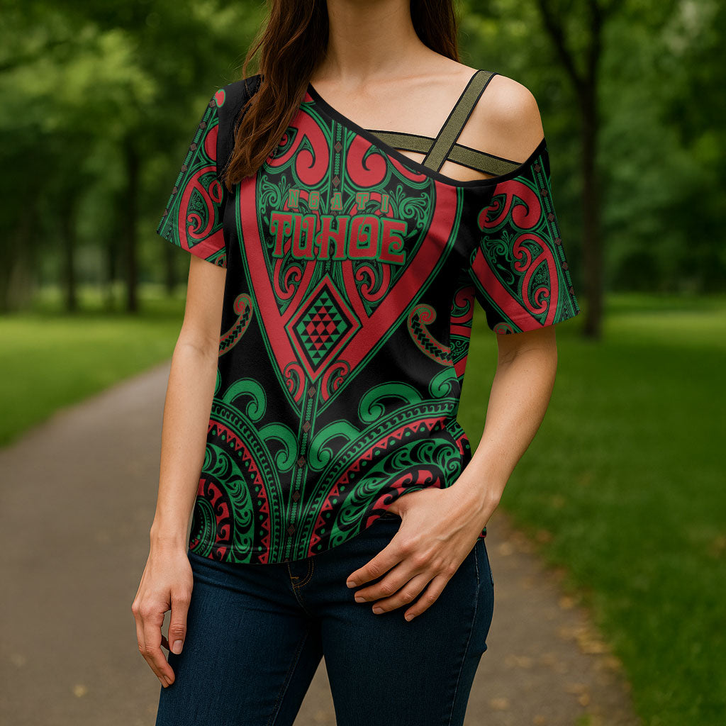 Custom Aotearoa Ngai Tuhoe Cross Shoulder Shirt Maori Tribal Pattern