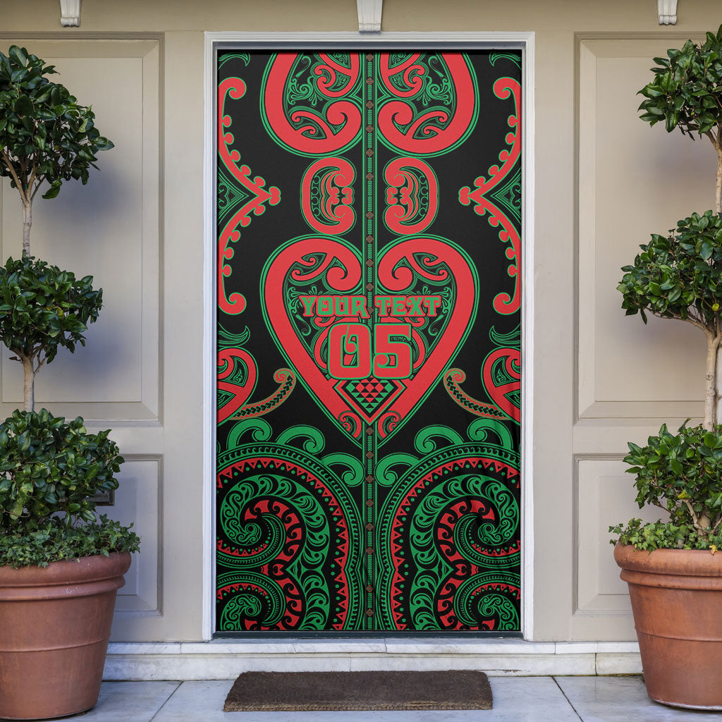 Custom Aotearoa Ngai Tuhoe Door Cover Maori Tribal Pattern LT05 Black - Polynesian Pride