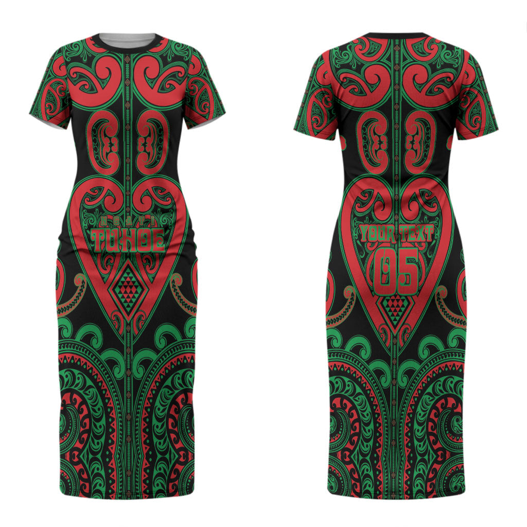 Custom Aotearoa Ngai Tuhoe Family Matching Short Sleeve Bodycon Dress and Hawaiian Shirt Maori Tribal Pattern