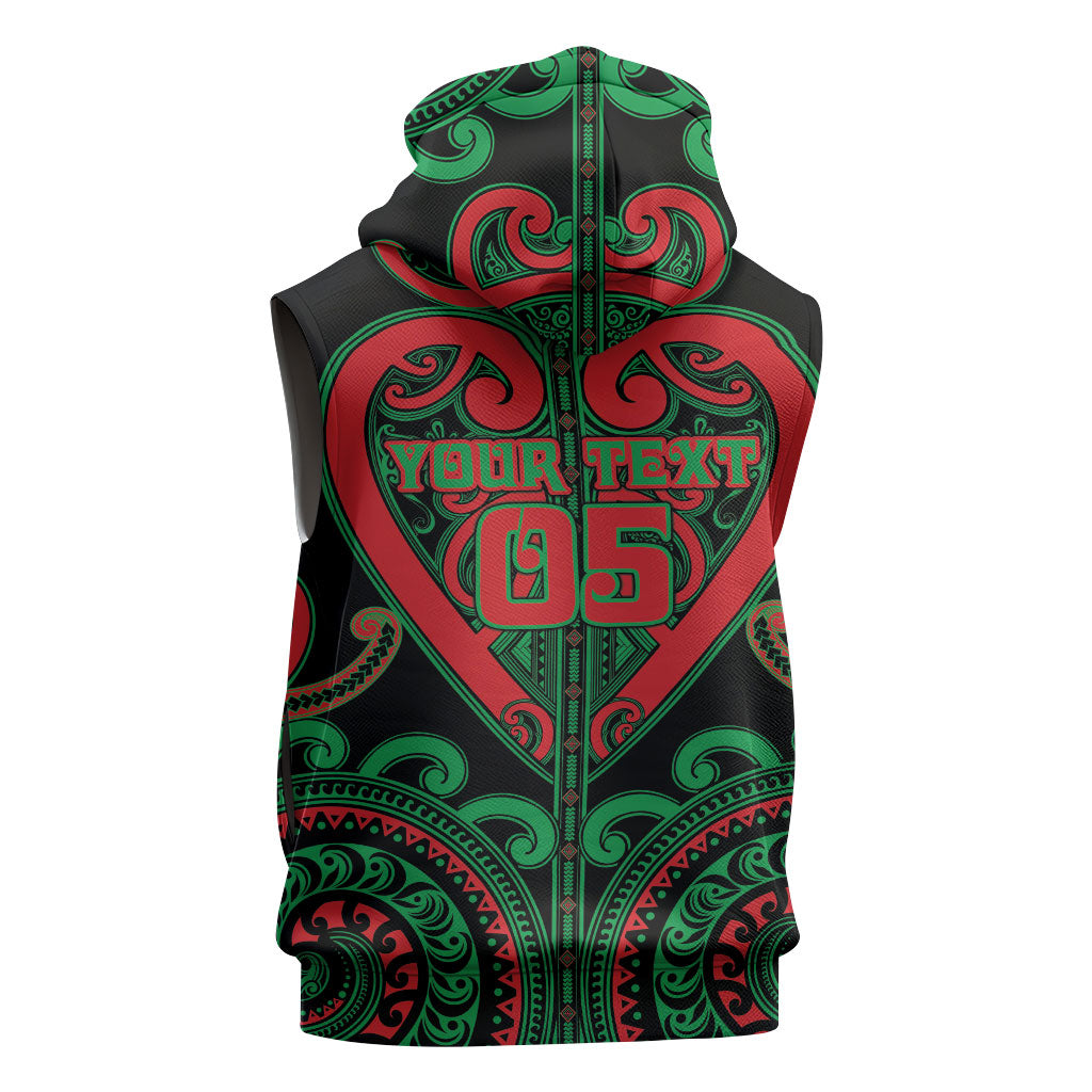 Custom Aotearoa Ngai Tuhoe Sleeveless Zip Hoodie Maori Tribal Pattern