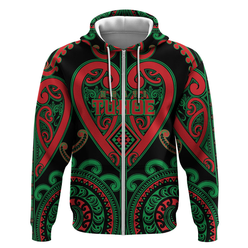 Custom Aotearoa Ngai Tuhoe Zip Hoodie Maori Tribal Pattern LT05 Zip Hoodie Black - Polynesian Pride
