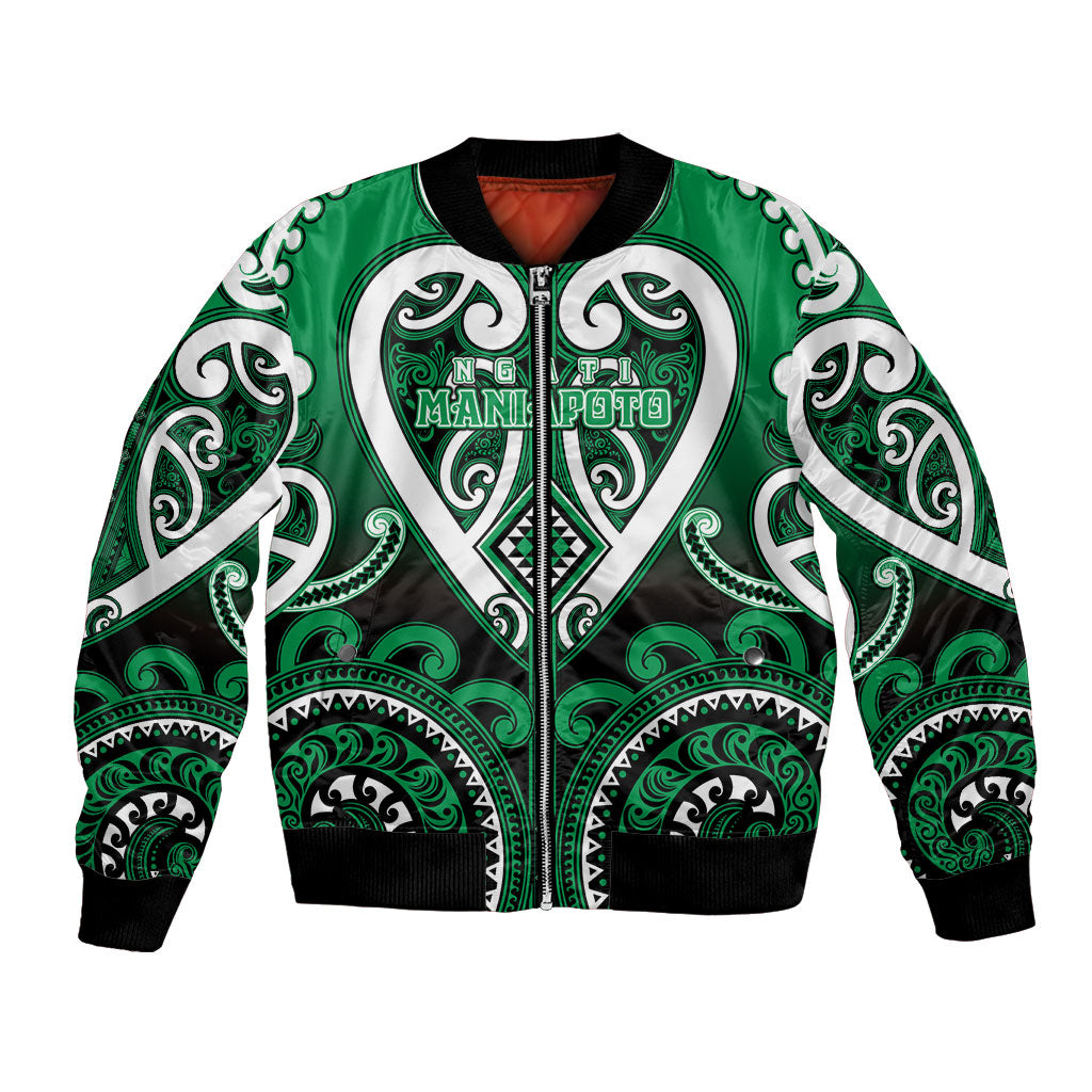 Custom Aotearoa Ngati Maniapoto Bomber Jacket Maori Tribal Pattern LT05 Unisex Green - Polynesian Pride