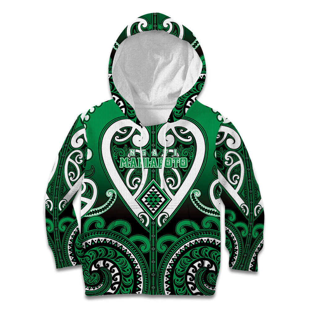 Custom Aotearoa Ngati Maniapoto Kid Hoodie Maori Tribal Pattern